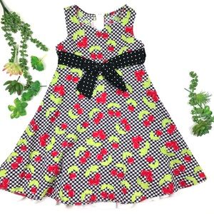Ashley Ann Plaid Cherries Vintage Dress